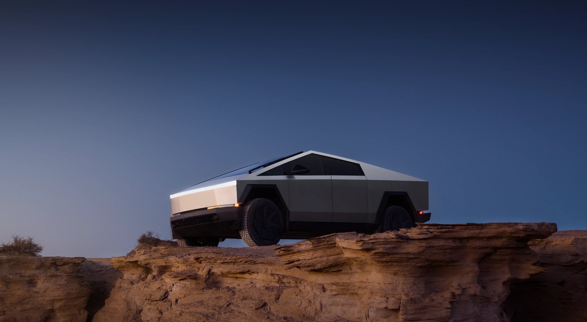 Tesla Cybertruck at dusk